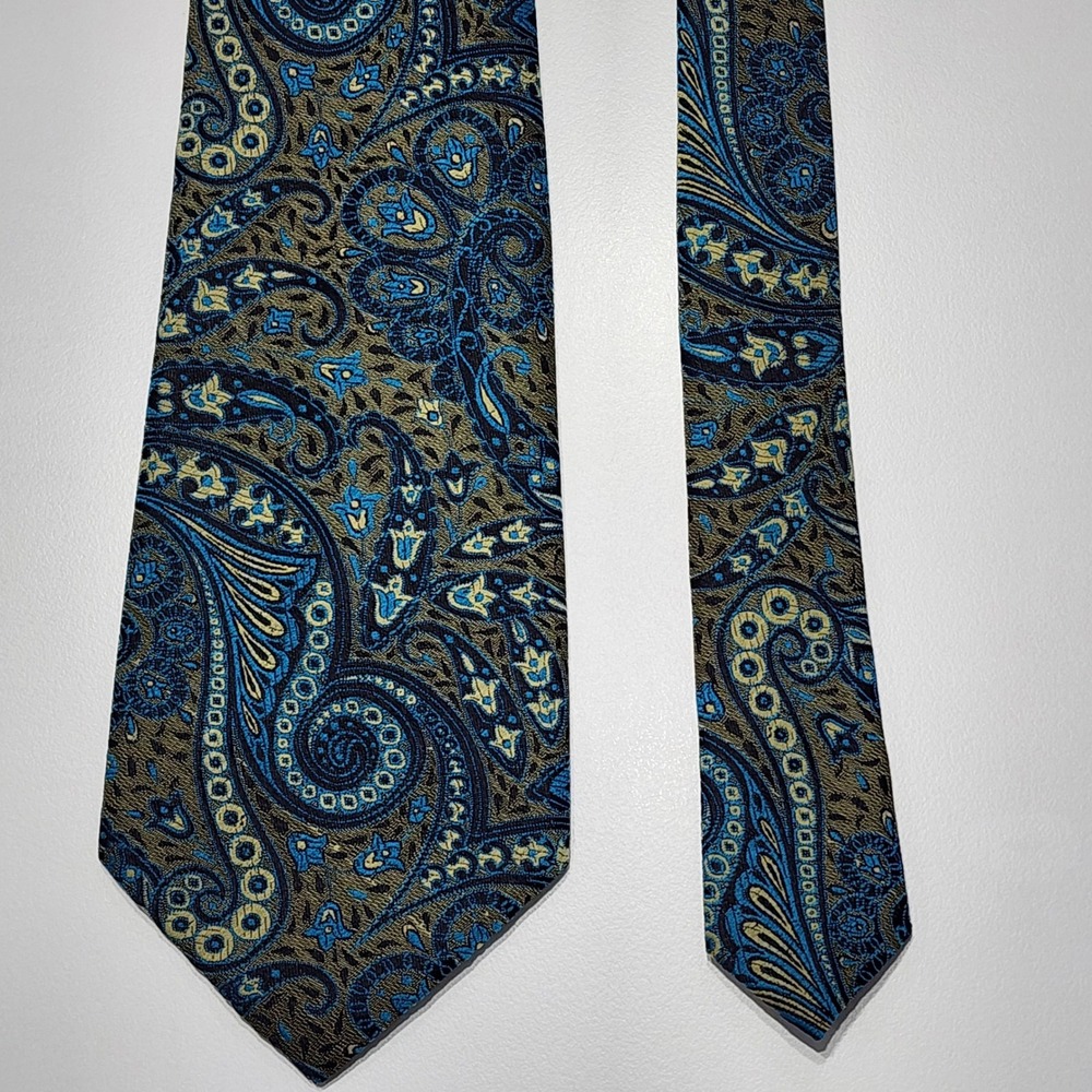 Vintage Crown Blue Paisley Neck Tie Vintage Dacron Jacquard Office Wedding Event